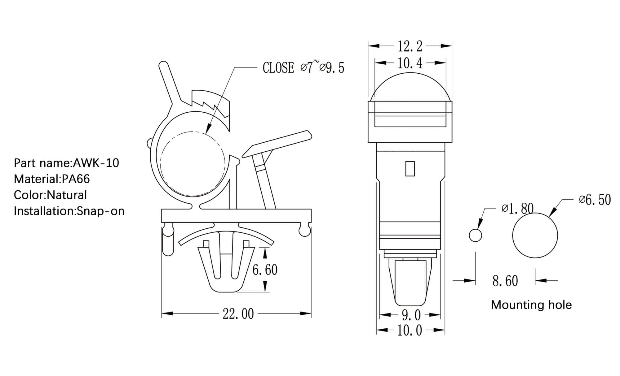 Plastic Wire Mount AWK-10